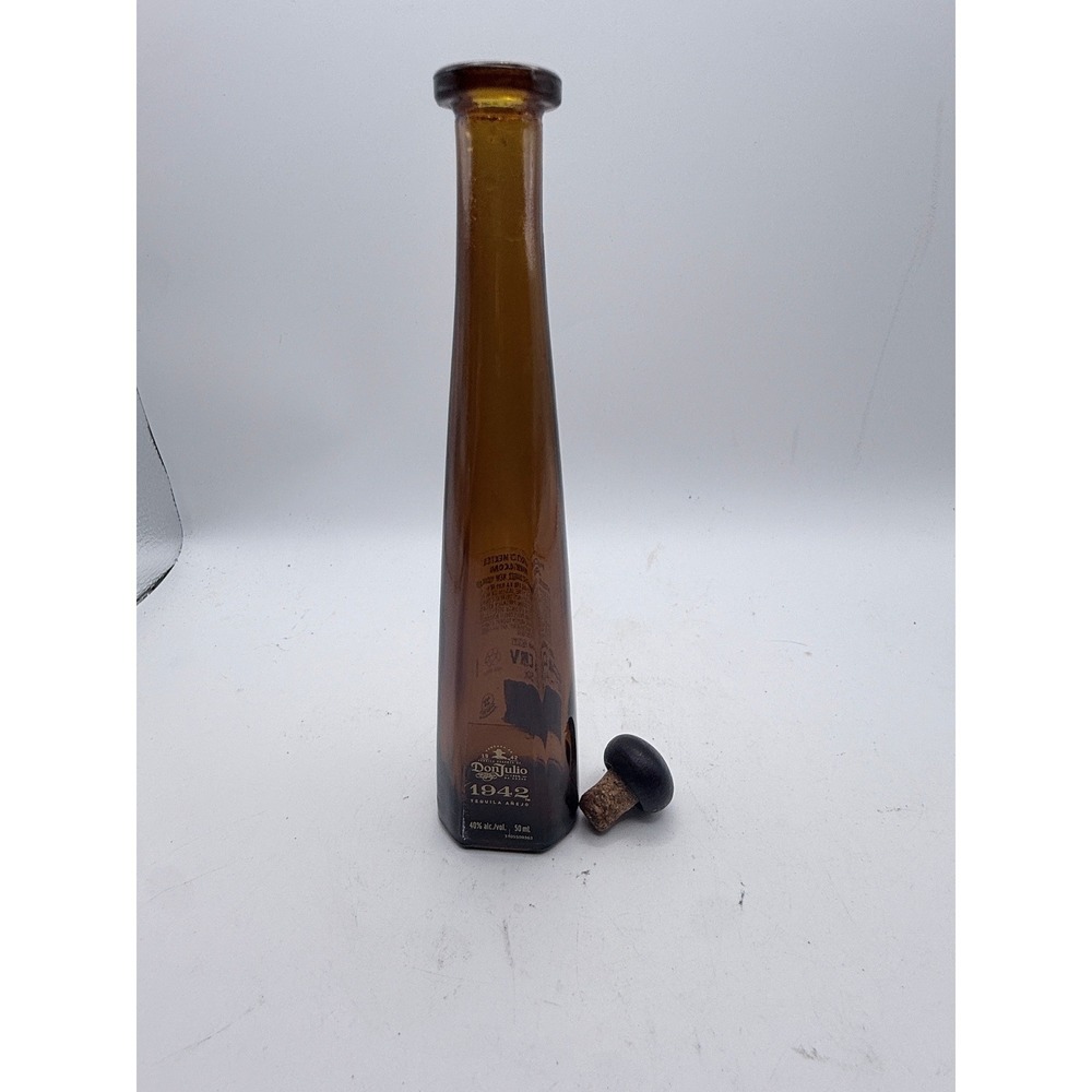 Don Julio 1942 Tequila Anejo Empty Bottle 50ml Amber Glass Miniature with Cork